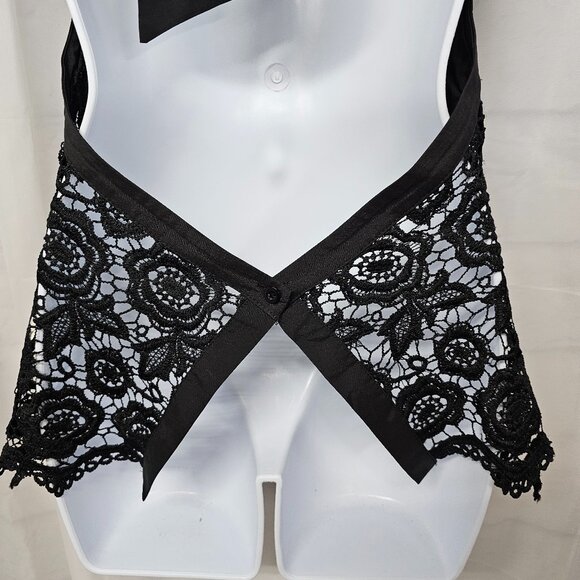 Black Floral Lace Backless Tank Goth Boho Romantic Coquette Retro Club M - Picture 6 of 10